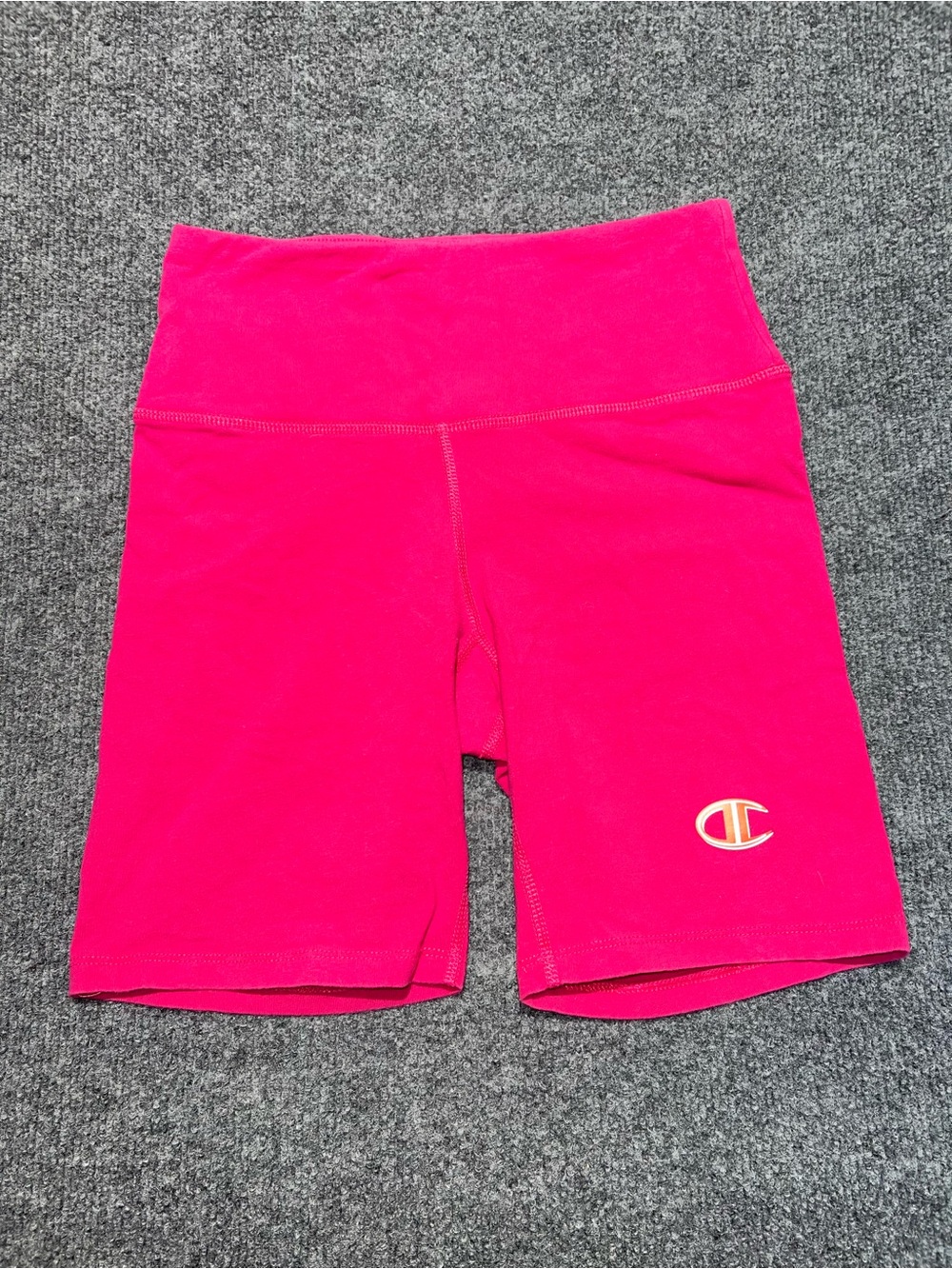 Champion Girls Bright Pink Athletic Bike Shorts Logo Size Small S 7/8